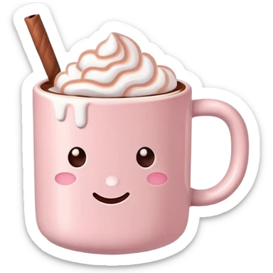 Light Pink mug of hot chocolate with marshmallows  sticker