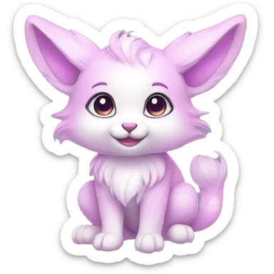 Kawaii cute colorful bright light pastel lilac-pink-white-gradient fantasy ethereal anthro fursona animal creature sticker