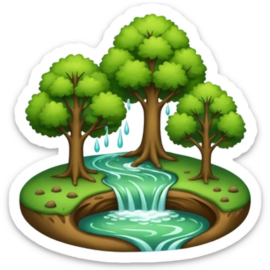 trees, river, and ground sticker