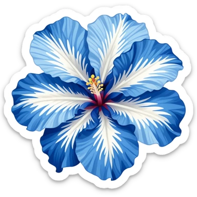 Blue-white hibiscus flower sticker