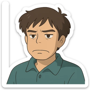 ghibli style not very satisfied human face sticker