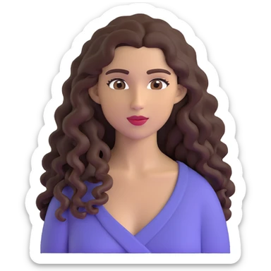 attractive Greek woman with long curly dark brown hair and light skin sticker