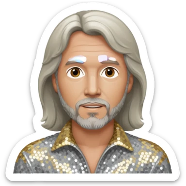 Barry Gibb from Bee Gees with light grey sequin outfit sticker