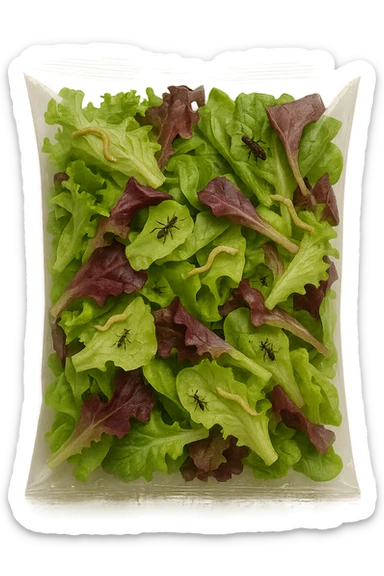 Insalata in busta ricca di parassiti sticker