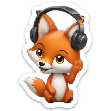 fox listening to music on headphones sticker