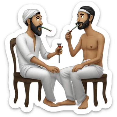Two Middle Eastern men smoking hookah sticker
