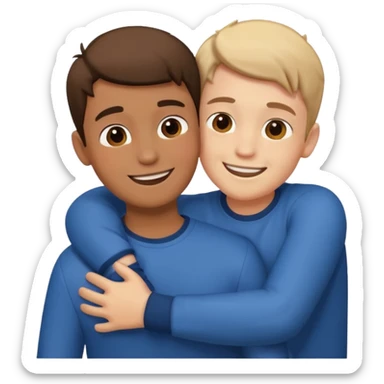Two boy friends hug sticker