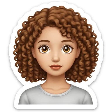 Light skinned medium Length brown curly haired girl sticker