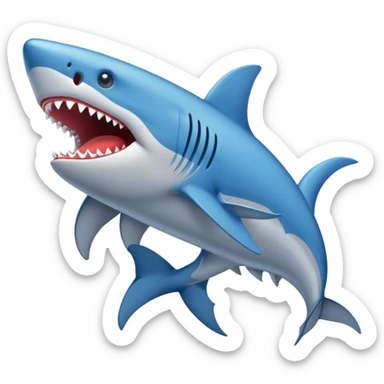 Un tiburón con zapatillas azules  sticker