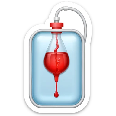 IV bag with red liquid sticker