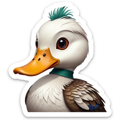 Cinematic 32k HD, Extremely detailed image of a terrifyingly creepy duck, each lash, eye, and feather is shown in stunning detail as though captured in a timeless photograph, rich textures, visually rich, so lifelike that it feels like it could leap off the page at any moment sticker