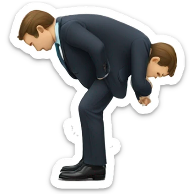 a man in a suit bowing forward sticker