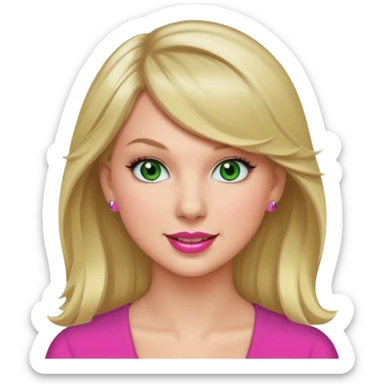 Smiling taylor swift green eyes long blonde hair pink lips sticker