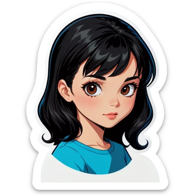 black haired girl portrait sticker