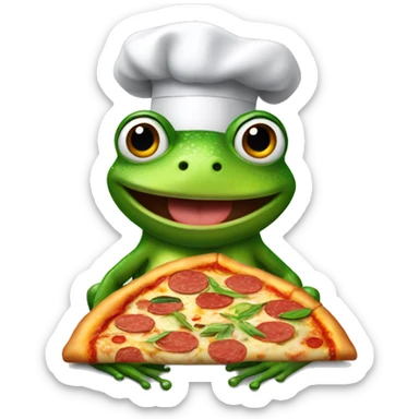 Frog as a pizza chef sticker