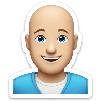Happy bald man with blue eyes giving thumbs up from front sticker