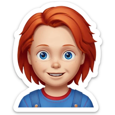 Can you create an emote for me referencing the Chucky character, with a happy and cute expression sticker