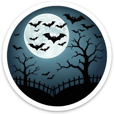 full moon with bats sticker