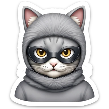 cat with a ski mask sticker