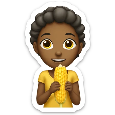 Brown girl eating corn  sticker