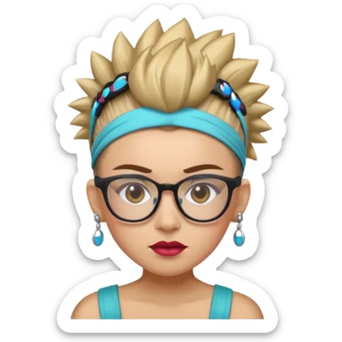 extreme mohawk person face headband glassess lots of makeup sticker