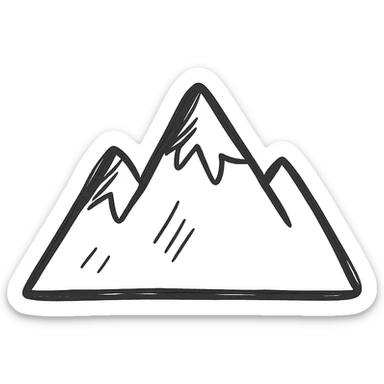 hand drawn outlined icon of a mountain, no fill sticker