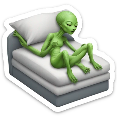 a Reptilian alien woman, full body,sleeping  sticker
