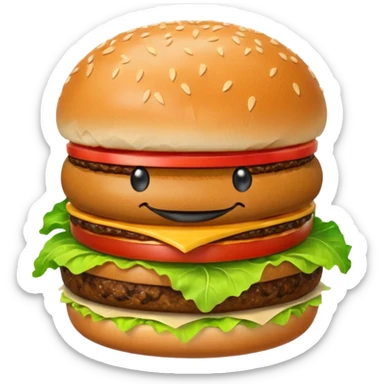 burger character with eyes and mouth sticker