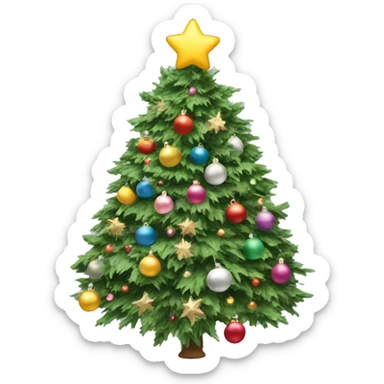 Flocked decorated Christmas tree sticker
