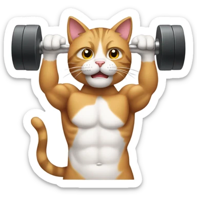 A muscular cat lifting dumbbells sticker