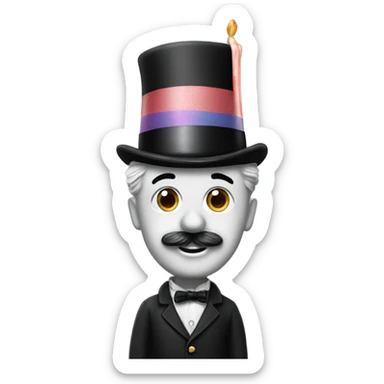Charlie Chaplin with a birthday hat sticker
