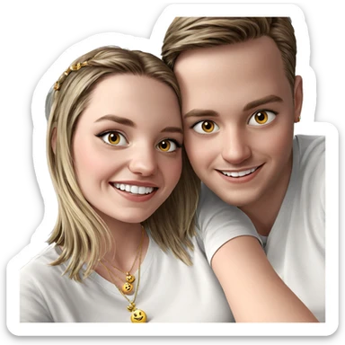smiling girl with boy jewelry sticker