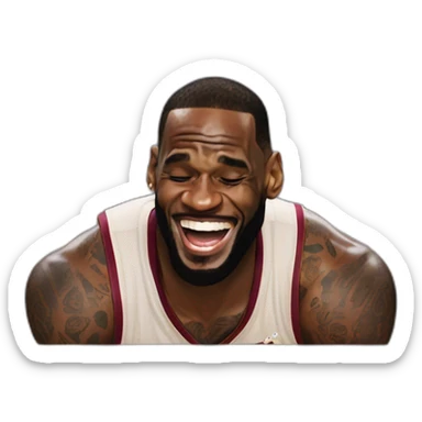 lebron james crying laughing with tears coming out the sides sticker