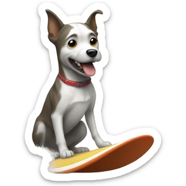 chien qui fait du surf sticker