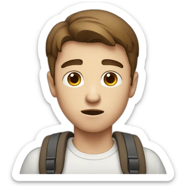 a white male student with very short brown hair is angry sticker