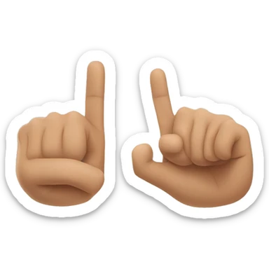 A flat hand and a hand with an outstretched index finger pointing at the flat hand. sticker