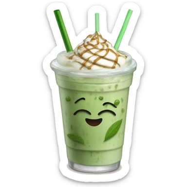 Iced Matcha Latte with Pretty Straw sticker