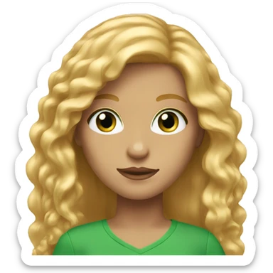 Red Blonde Long hair girl green eyes with lashes sticker