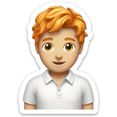 Orange haired Boy with white polo shirt sticker