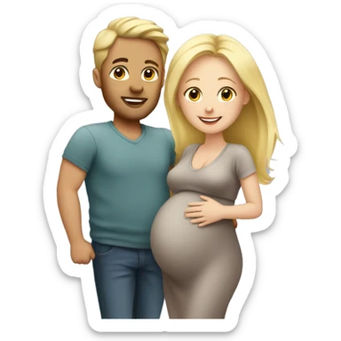Pregnant blonde with her husband  sticker