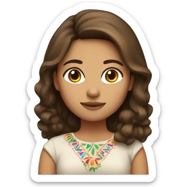Mexican girl with brown hair  sticker