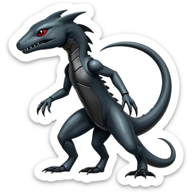 Shiny Dark Edgy Salandit-Inteleon-Amaura-Fakémon-hybrid-creature (full body)  sticker