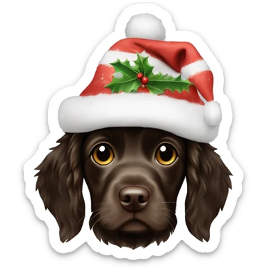 Boykin spaniel puppy Christmas hat sticker