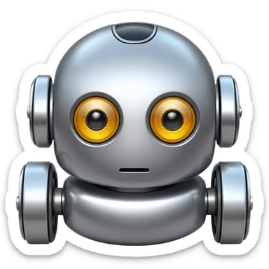 Round robot, big eyes, rolling wheels. sticker