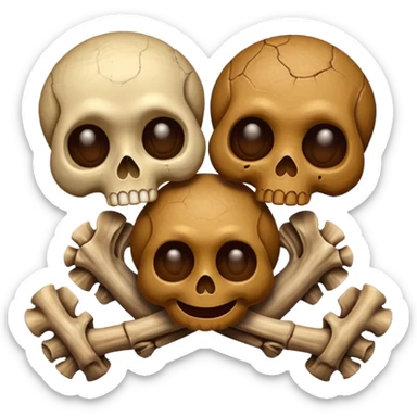 poop emoji with bones and 3 skulls sticker
