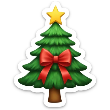 Christmas tree with a bow sticker