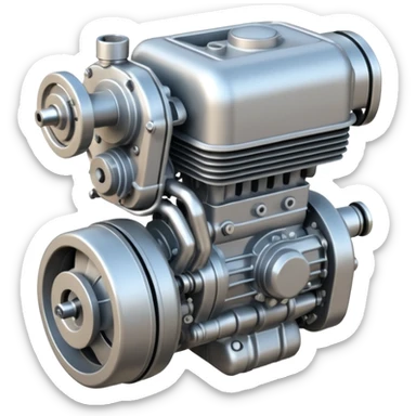 generate a very realistic two-stroke two-cylinder engine sticker