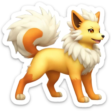 Colorful Shiny Kawaii Cute Arcanine—Vulpix-Fakémon-Pokémon full body sticker