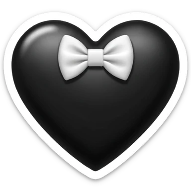 Emoji cuore nero con fiocco difianco bianco  sticker