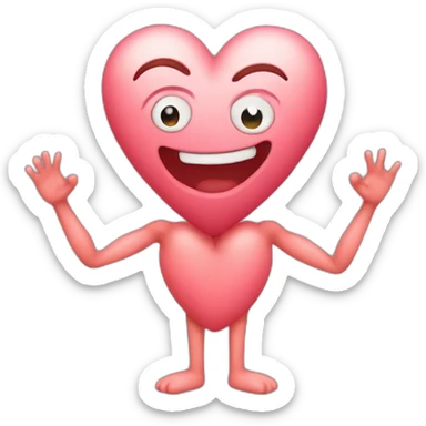 Heart with a face arms and legs sticker